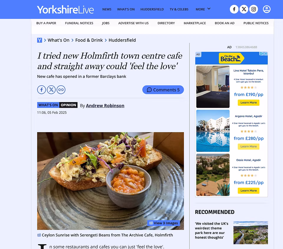 YorkshireLive feature on The Archive Cafe
